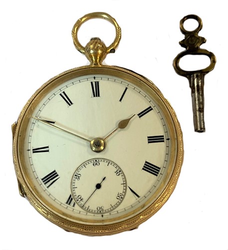 Lot 254 - Unsigned - An early 20th century 18ct gold open faced pocket watch