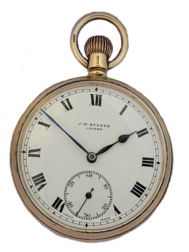 Lot 253 - J.W. Benson, London - A 9ct gold open faced pocket watch