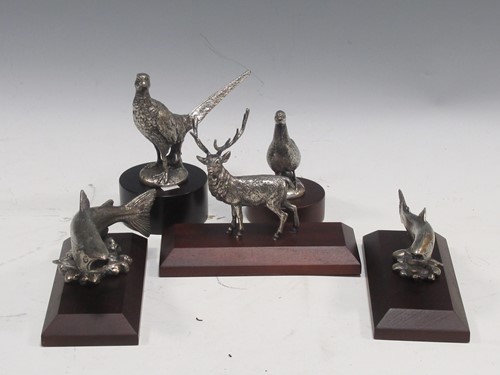 Lot 63 - Five Louis Lejeune silvered metal animal...