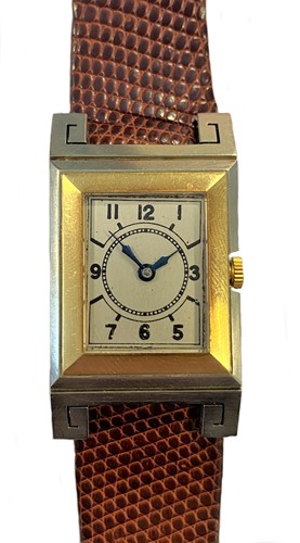Lot 302 - Marleys - A steel and 18ct gold Art Deco wristwatch