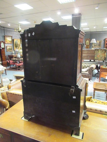 Lot 349 - A miniature Dutch walnut and floral marquetry cabinet on chest, 19th century