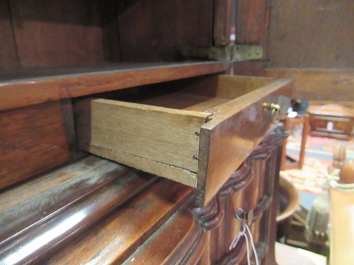 Lot 349 - A miniature Dutch walnut and floral marquetry cabinet on chest, 19th century