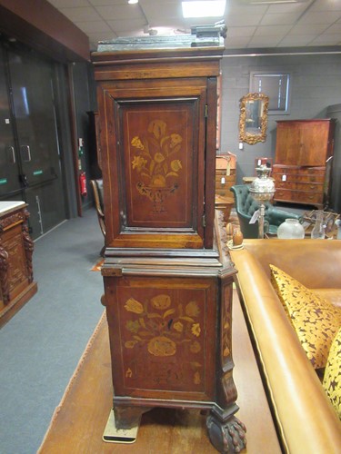Lot 349 - A miniature Dutch walnut and floral marquetry cabinet on chest, 19th century