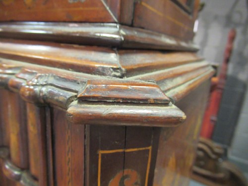 Lot 349 - A miniature Dutch walnut and floral marquetry cabinet on chest, 19th century