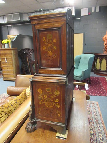 Lot 349 - A miniature Dutch walnut and floral marquetry cabinet on chest, 19th century