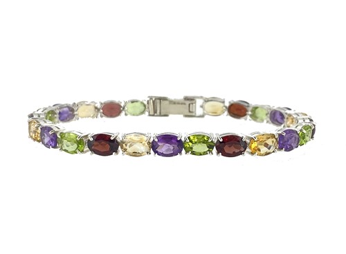 Lot 3 - A multi-gem set line bracelet