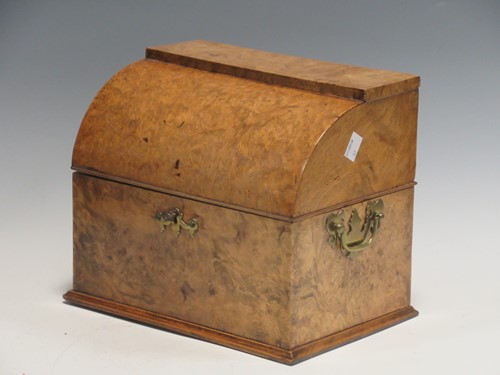 Lot 48 - A Victorian walnut stationery box with curved...