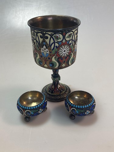 Lot 241 - A cloisonné enamelled goblet together with a...