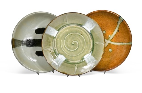 Lot 33 - David Frith (British, born 1943), a large celadon glazed charger