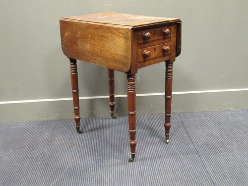 Lot 628 - George IV work table with drop leaf side, with...