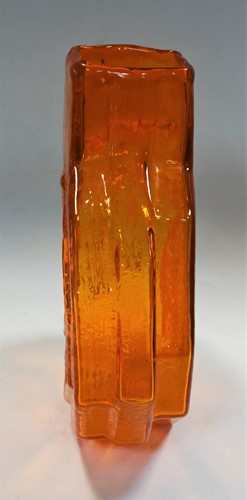 Lot 9 - Geoffrey Baxter for Whitefriars, a large tangerine glass ‘Banjo’ vase