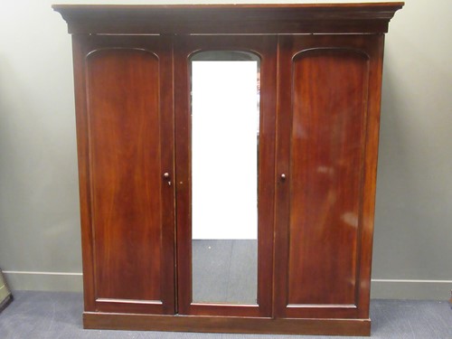 Lot 503 - A Victorian mahogany triple wardrobe, 204 x...