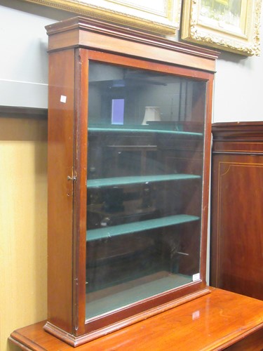 Lot 508 - A mahogany glazed wall mounted display cabinet,...