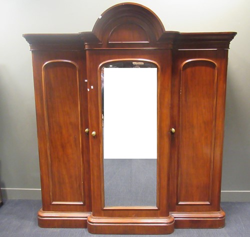 Lot 493 - A Victorian mahogany breakfront wardrobe, with...