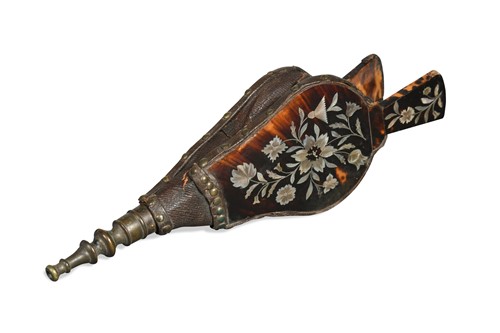Lot 522 - A pair of tortoiseshell and mother-of-pearl bellows,  early 19th century
