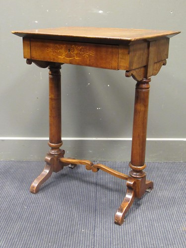 Lot 506 - A 19th century walnut and inlay side table, 80...