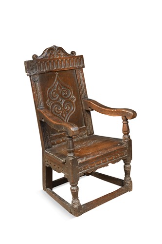 Lot 190 - An oak wainscot armchair, 17th century