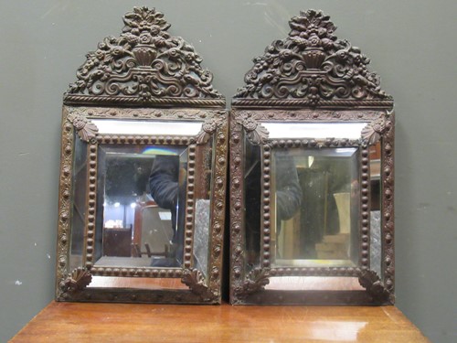 Lot 671 - A pair of Dutch 19th century pressed brass,...