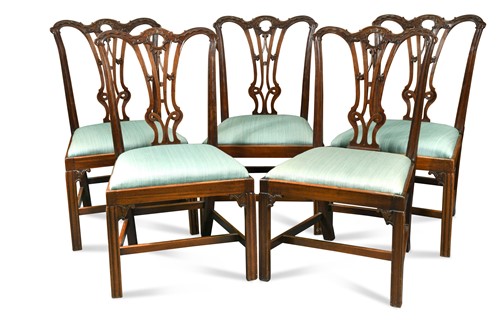 Lot 381 - A set of five mahogany dining chairs, 19th century