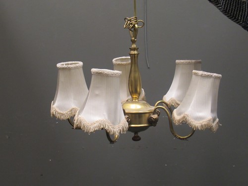 Lot 682 - Two dutch type brass chandeliers together with...