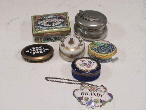 Lot 163 - An 18th century enamel blue ground patch box,...