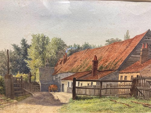 Lot 329 - Four watercolours - barn scene signed 'Goodier...