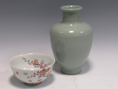 Lot 94 - A Celadon glazed vase, 24cm high, and a...