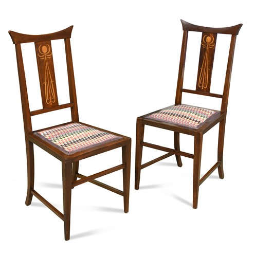 Lot 120 - A pair of Art Nouveau mahogany chairs in the Glasgow School manner, circa 1900