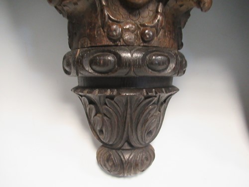 Lot 56 - Three antique wooden brackets and two other...