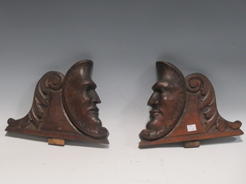 Lot 56 - Three antique wooden brackets and two other...