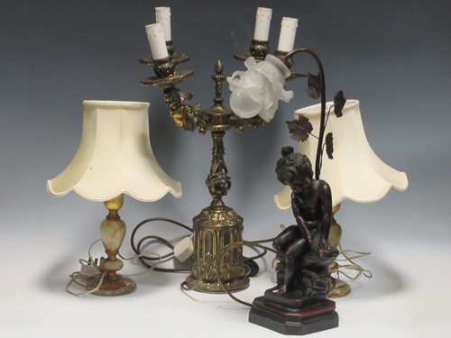 Lot 53 - A modern gilt metal four branch table light,...