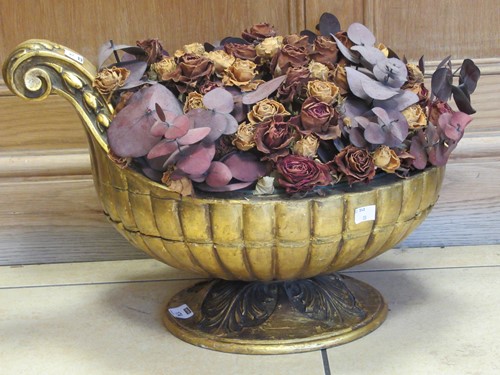 Lot 174 - A large carved gilt wood bowl with scroll...