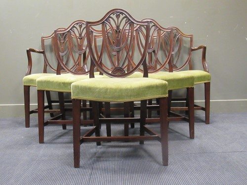 Lot 623 - A set of six 19th century mahogany Hepplewhite...