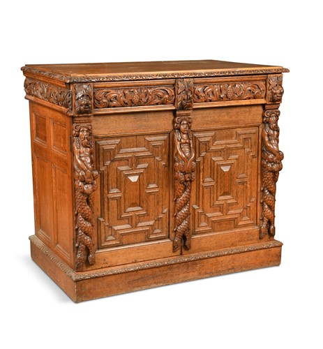Lot 435 - An oak side cabinet, attributed to Richard Bridgens, 19th century