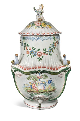 Lot 297a - A faience cistern and cover, late 19th/early 20th Century