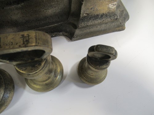 Lot 118 - A set of cast iron kitchen scales with a...