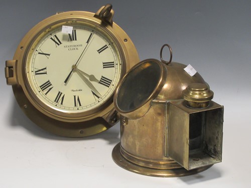 Lot 75 - A Nauticalia ships clock and a brass ships...