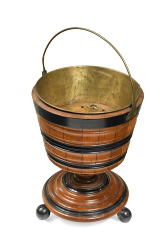 Lot 347 - A Dutch walnut and ebonised "teestoof" bucket, 19th century
