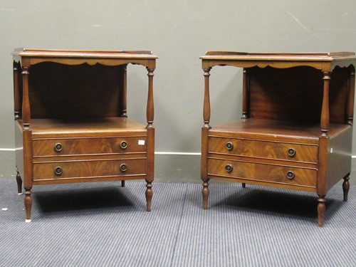 Lot 558 - A pair of 20th century mahogany bedside...