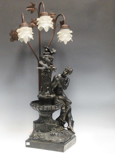 Lot 153 - A modern spelter figural table lamp of a...