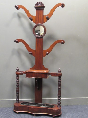 Lot 605 - A Victorian mahogany hall stand with scroll...