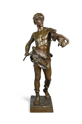 Lot 378 - Eugene Marioton (French, 1854-1933), Fascinator, bronze