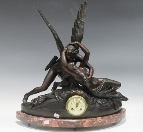 Lot 166 - A 19th Century French figural mantel clock...