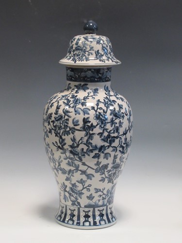 Lot 51 - A modern blue and white baluster vase and...