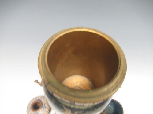 Lot 134 - A cloisonné lamp base with gilt metal mounts...