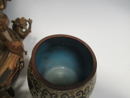 Lot 134 - A cloisonné lamp base with gilt metal mounts...