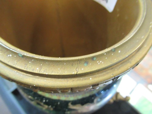 Lot 134 - A cloisonné lamp base with gilt metal mounts...