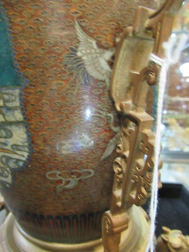 Lot 134 - A cloisonné lamp base with gilt metal mounts...