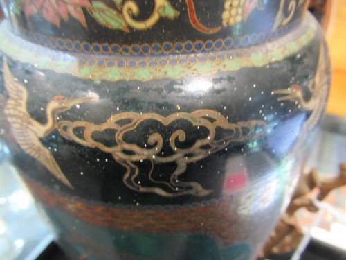 Lot 134 - A cloisonné lamp base with gilt metal mounts...