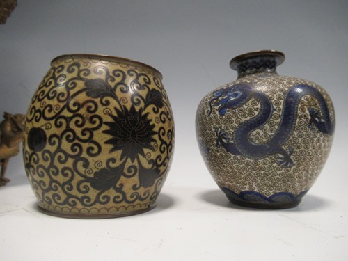 Lot 134 - A cloisonné lamp base with gilt metal mounts...